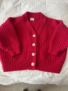 Babaa cardigan mini no 19 in Ruby felted wool